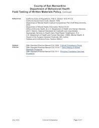 San Bernardino County Department of Behavioral Health Behavioral Health  Services for Clients/Family Members Who are Deaf or Hard